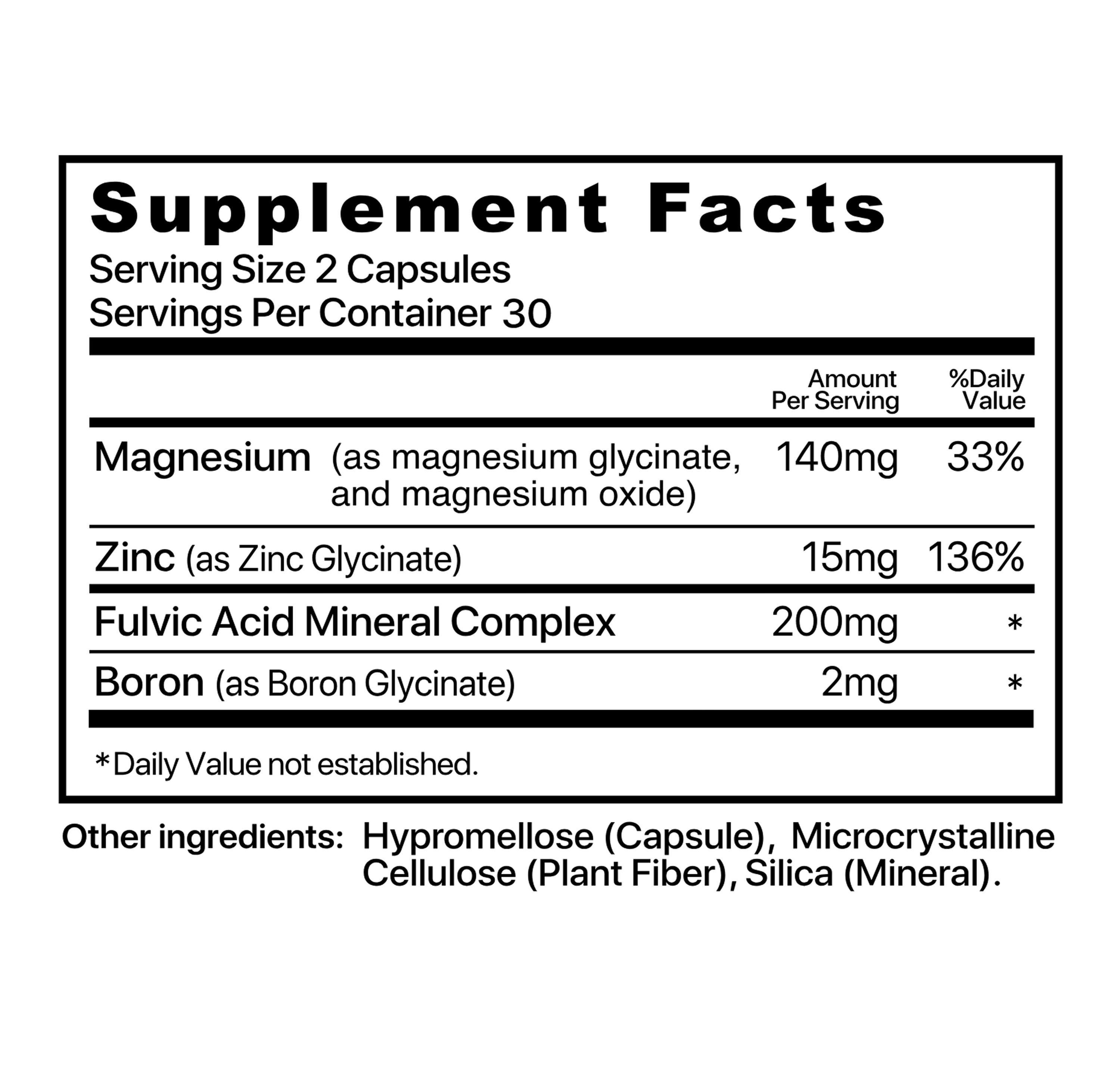 Menerals supplement facts label